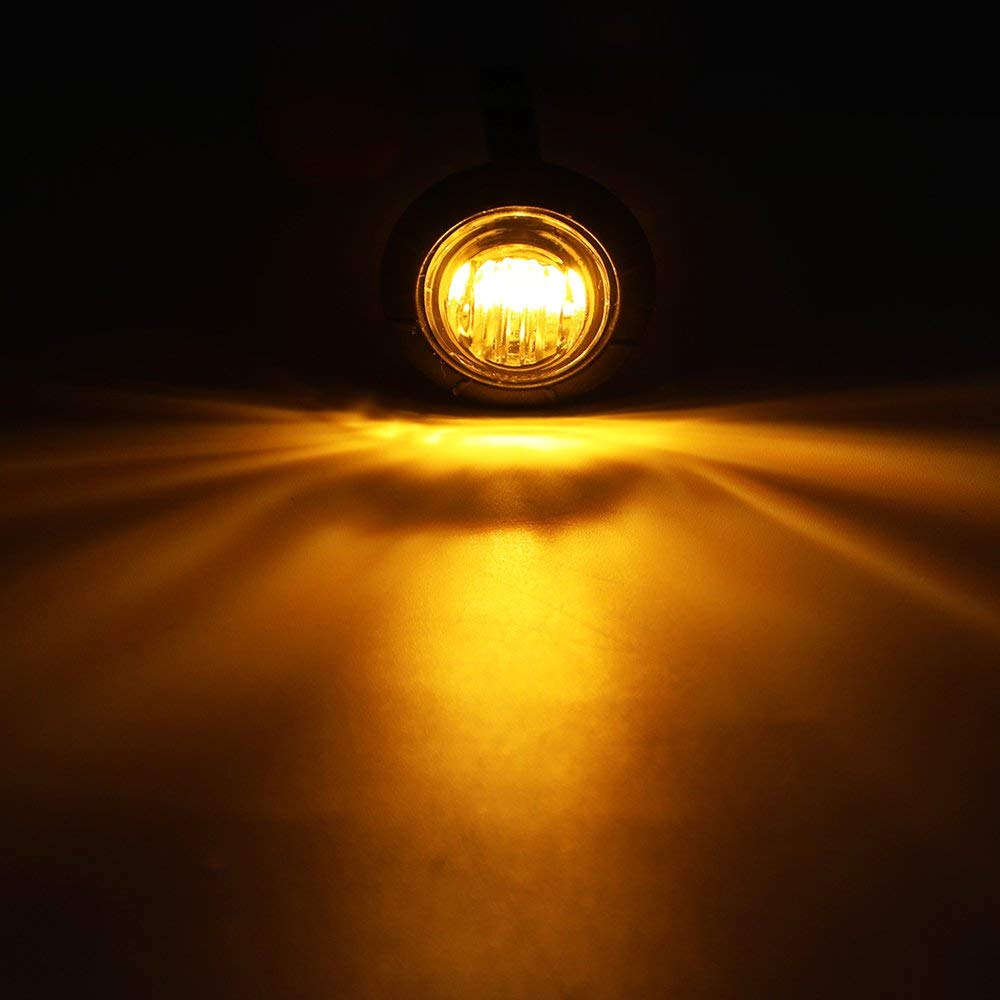 MADCATZ 3/4in Round LED Side Marker Lights, Waterproof, Clear/Amber, 0.8 x 0.75 x 0.75 inches, 100Pcs for