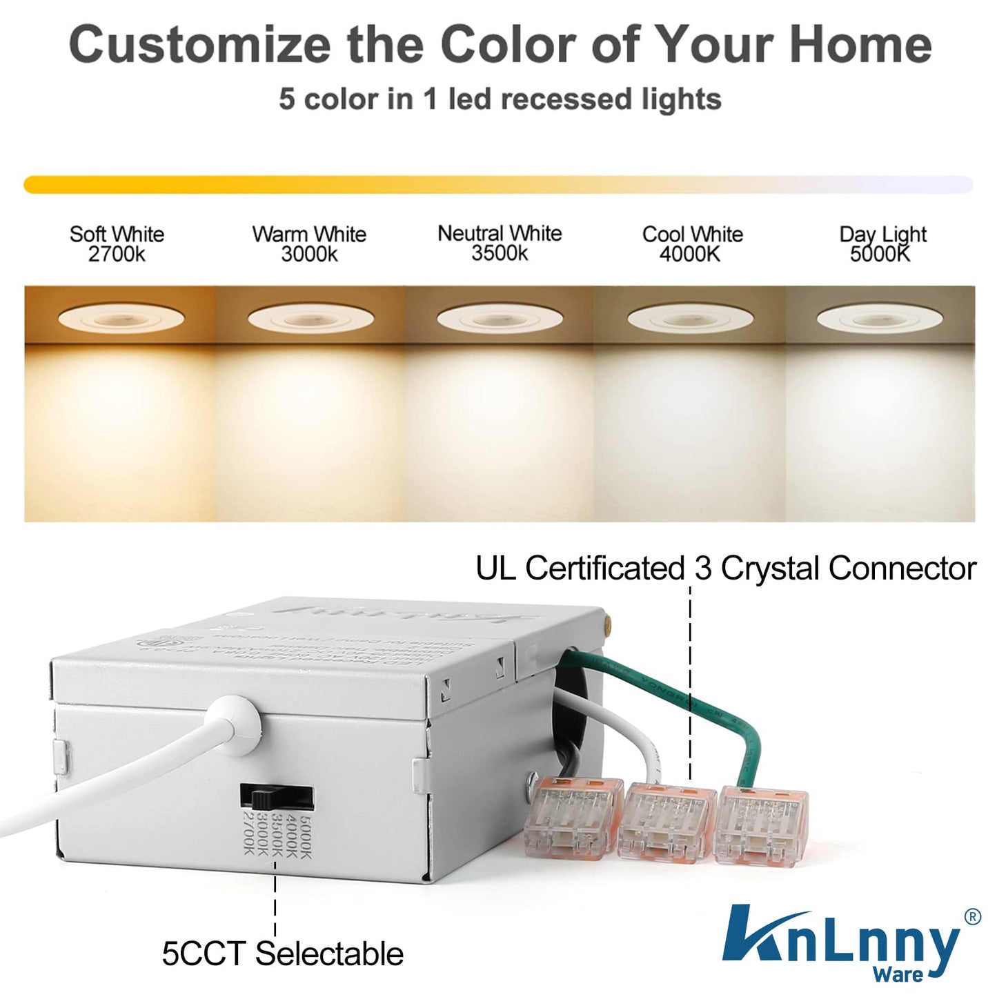 KnLnny Ware LED Recessed Lights 4 Inch, Oil-Rubbed Bronze, Dimmable, 9W 750LM, 6 Pack, Adjustable Eyeball Gimbal,
