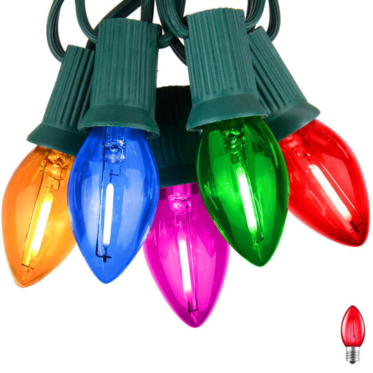 Minetom C7 LED Christmas String Lights, 25FT Multicolored, Connectable Vintage Decor, Model GYPC-O25LAU