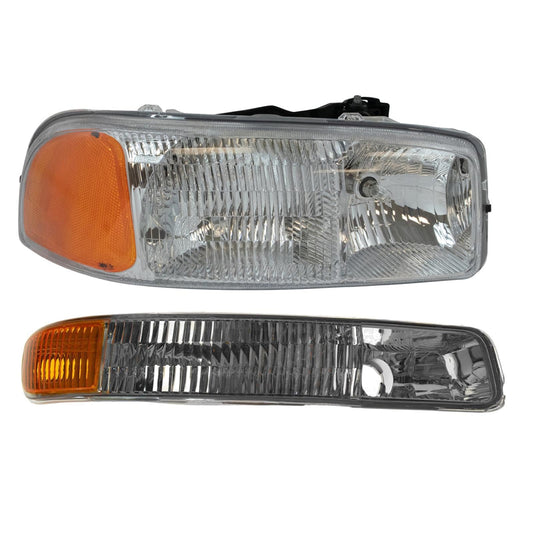 TRQ Right Lighting Kit Compatible with GMC GM2503188 GM2521174, Amber, Model LKA55877