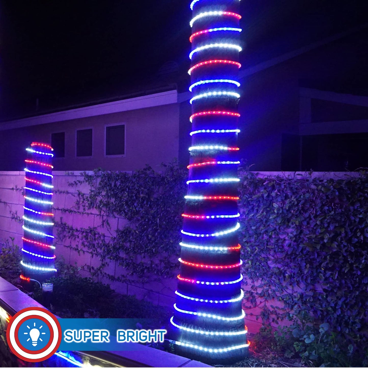 Russell Decor Patriotic Rope Lights, 30 Feet, Red White Blue, Plastic, Model RDROPERWB30, Ideal for Independence Day, Memorial Day, Veterans Day